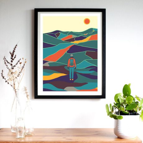 Mountain Relief, Colourful Mountain Print, Colourful Landscape, Abstract Landscape, Welsh Mountain, Welsh Gifts, North Wales, Snowdonia Art